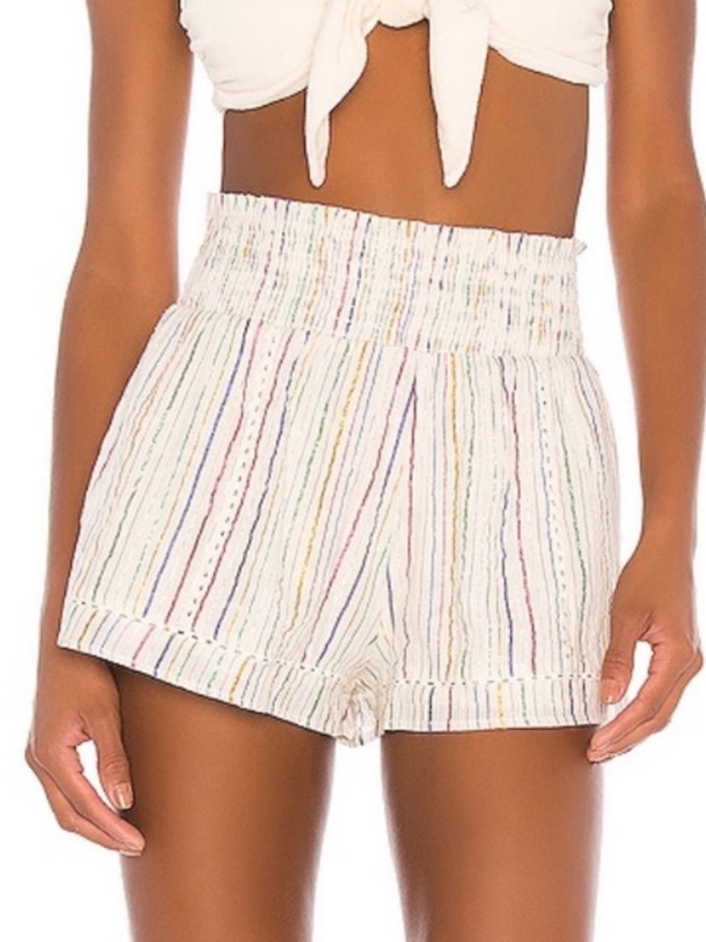 Revolve x Tularosa Gabriella Short In Metallic Rainbow Stipe New Size Small
